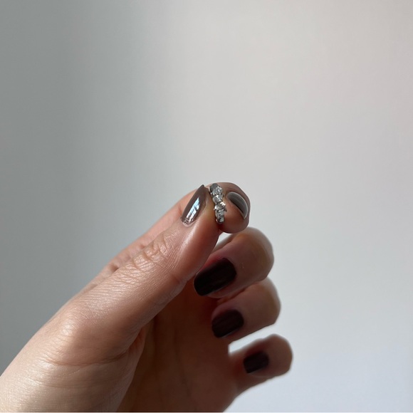 NWT Diamond Huggie Diamond Hoop Earrings - Picture 4 of 6